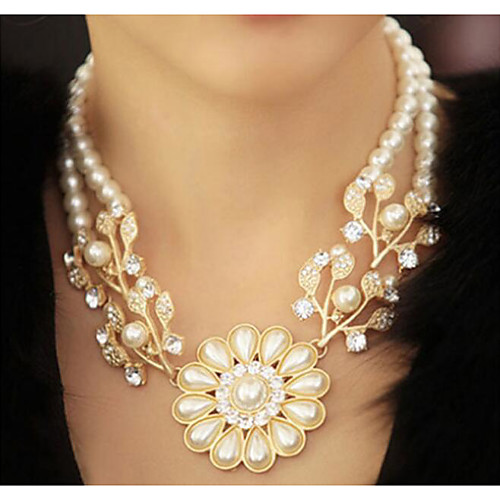

Pearl Necklace Women's Layered Pearl Imitation Pearl Floral / Botanicals Statement Cute Cute White 377 cm Necklace Jewelry 1pc for Wedding Engagement irregular