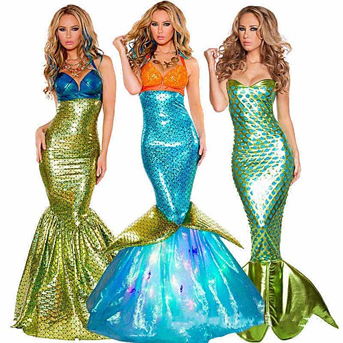 

Mermaid Tail Aqua Queen Aqua Princess Cosplay Costume Party Costume Women's Movie Cosplay Golden Teal Purple Mermaid Fishtail Bikini Christmas Halloween Carnival Terylene