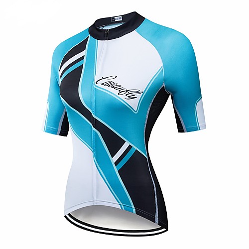 

CAWANFLY Women's Short Sleeve Cycling Jersey Blue / Black Geometic Bike Jersey Top Mountain Bike MTB Road Bike Cycling Breathable Quick Dry Back Pocket Sports Clothing Apparel / Advanced / Expert