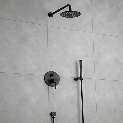 

Stainless Steel Shower Faucet Set Rainfall Contemporary Wall Mounted Bath Shower Mixer Taps with Ceramic Valve