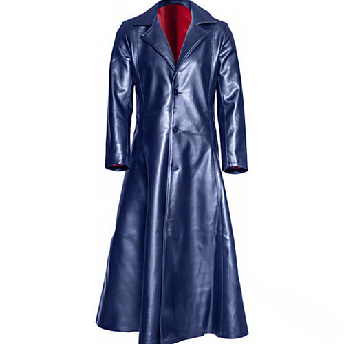 

Women's Daily Long Coat, Solid Colored Notch Lapel Long Sleeve PU Black / Red / Navy Blue