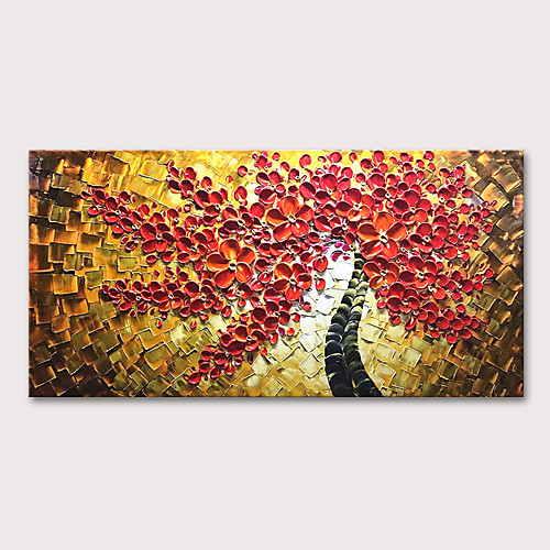 

Oil Painting Hand Painted Floral / Botanical Abstract Landscape Modern Stretched Canvas With Stretched Frame