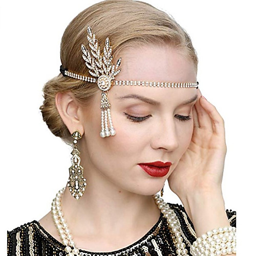 

The Great Gatsby Vintage 1920s The Great Gatsby Flapper Headband Women's Costume Earrings Black / Golden / GoldenBlack Vintage Cosplay Festival / 1 Pair of Earrings / Headwear / 1 Pair of Earrings