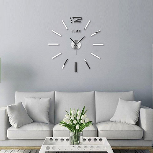 

3D DIY Wall Clock Decor Sticker Mirror Frameless Large DIY Silent Wall Clock Kit for Home Living Room Bedroom Office Decoration 120120cm
