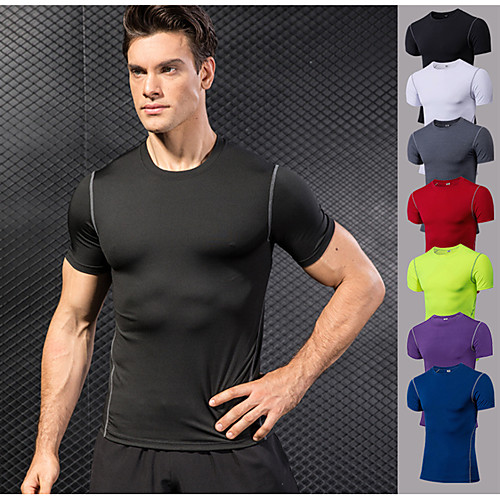 

YUERLIAN Men's Short Sleeve Compression Shirt Running Shirt Running Base Layer Tee Tshirt Underwear Tank Top Athletic Summer Elastane Anatomic Design Quick Dry Stretchy Gym Workout Exercise & Fitness