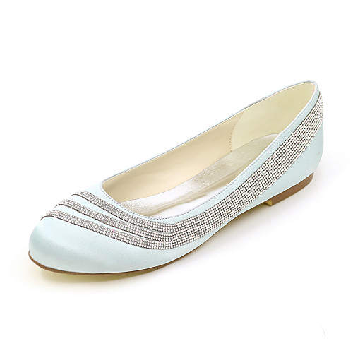 

Women's Wedding Shoes Flat Heel Round Toe Sparkling Glitter Satin Minimalism Fall / Spring & Summer Black / White / Purple / Party & Evening