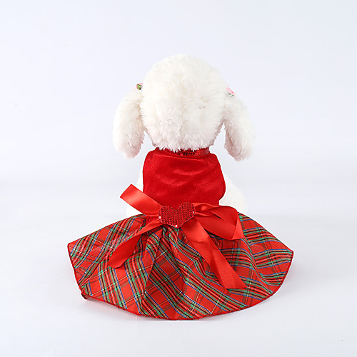 

Dogs Dress Winter Dog Clothes Red Costume Corgi Beagle Shiba Inu Terylene Plaid / Check Bowknot Dresses&Skirts Sweet Style XXS XS S M L