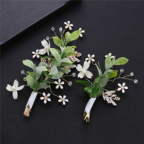 

Alloy Hair Clip / Hair Accessory with Crystal / Rhinestone / Pearls / Flora One Pair × 2 Wedding / Special Occasion Headpiece