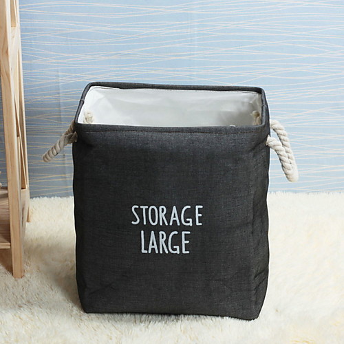 

Laundry Basket with Durable Handle, Drawstring Waterproof Round Cotton Linen Collapsible Storage Basket