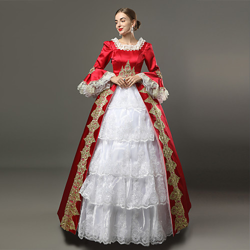 

Princess Goddess Dress Cosplay Costume Masquerade Ball Gown Women's Rococo Medieval Renaissance Vacation Dress Party Prom Christmas Halloween Carnival Festival / Holiday Lace Organza Red and White