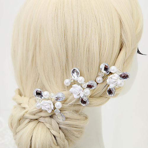 

Imitation Pearl / Paillette Headpiece / Hair Pin with Faux Pearl / Paillette 3 Pieces Wedding Headpiece