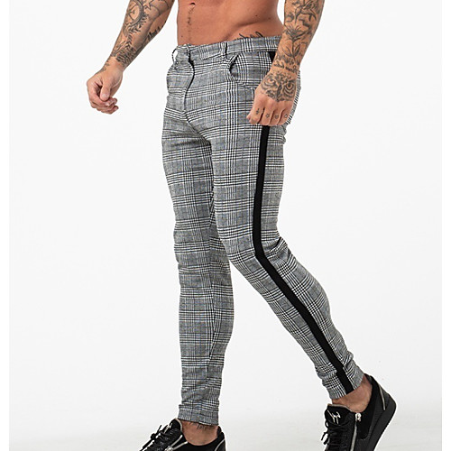 

Men's Stylish Pants Formal Formal Daily Wear Casual / Daily Slim Chinos Pants Plaid Checkered Formal Style White Black US32 / UK32 / EU40 US34 / UK34 / EU42 US36 / UK36 / EU44 / Cotton