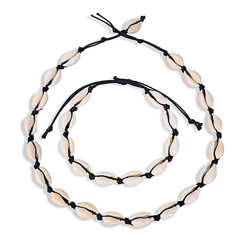 

Women's Necklace Bracelet Braided Shell Classic Vintage Trendy Fashion Boho Shell Earrings Jewelry Black / Brown / White For Gift Daily Holiday Festival Two-piece Suit
