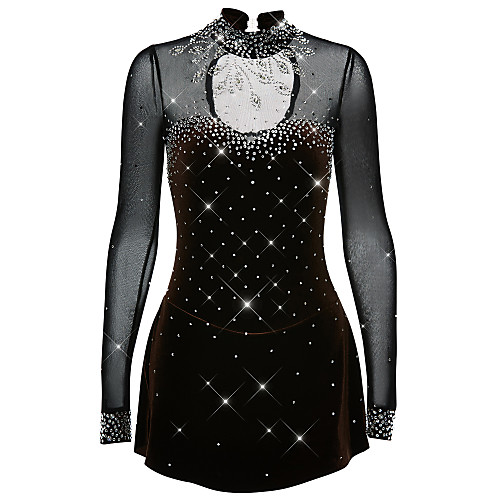 

21Grams Figure Skating Dress Women's Girls' Ice Skating Dress Light Yellow Sky Blue Dark Red Open Back Spandex Stretch Yarn High Elasticity Training Competition Skating Wear Handmade Solid Colored