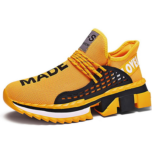 

Men's Comfort Shoes Fall / Winter Sporty / Casual Athletic Daily Outdoor Trainers / Athletic Shoes Running Shoes Mesh Breathable Non-slipping Height-increasing Yellow / White / Black Color Block
