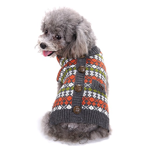 

Dog Sweater Puppy Clothes Spots & Checks Casual / Daily British Winter Dog Clothes Puppy Clothes Dog Outfits Blue Orange Costume for Girl and Boy Dog Acrylic Fibers XXS XS S M L XL