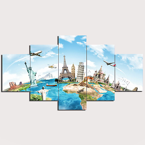 

Print Stretched Canvas Prints - Abstract Traditional Modern Five Panels Art Prints