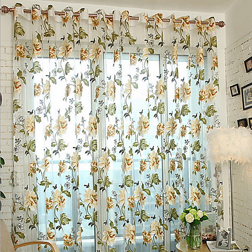 

Floral Sheer One Panel Sheer Girls Room Curtains