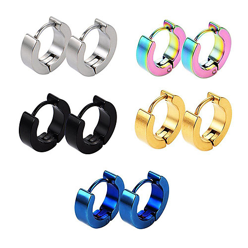 

Men's Hoop Earrings Fashion Boyfriend Simple Punk Cool Titanium Steel Earrings Jewelry Golden / Rainbow / Black For Casual Daily