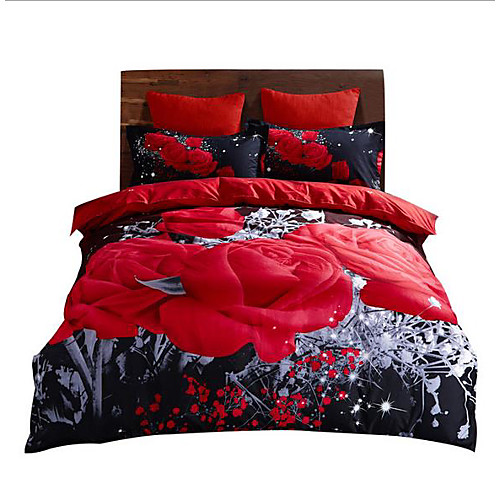 

Duvet Cover Sets 3 Piece Polyester / Polyamide Geometric Red Reactive Print Luxury / 3pcs (1 Duvet Cover, 2 Shams)