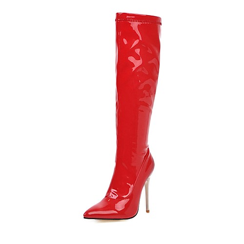 

Women's Boots Knee High Boots Stiletto Heel Pointed Toe Patent Leather Knee High Boots Classic Fall & Winter Black / White / Red / Wedding / Party & Evening