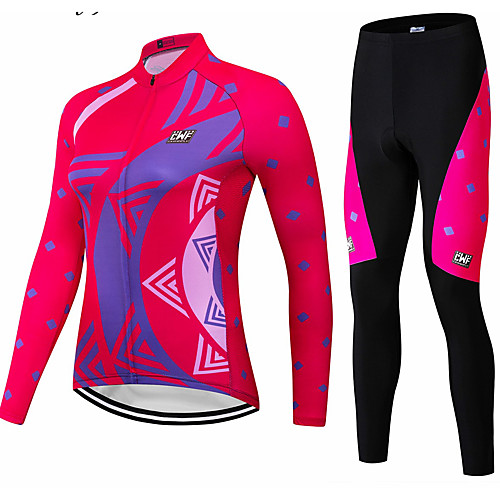 

CAWANFLY Women's Long Sleeve Cycling Jersey with Tights Winter BluePink Novelty Bike Clothing Suit Mountain Bike MTB Road Bike Cycling Breathable Quick Dry Back Pocket Sports Clothing Apparel