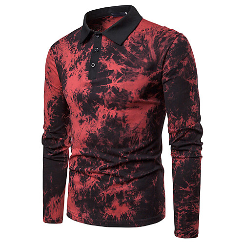 

Men's Geometric Graphic Slim T-shirt Daily Black / Blue / Red / Long Sleeve