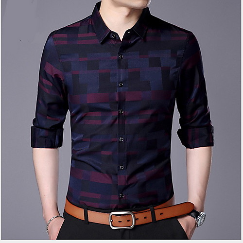 

Men's Houndstooth Shirt Daily Blue / Red / Long Sleeve