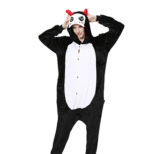 

Adults' Kigurumi Pajamas Devil Onesie Pajamas Flannelette Black / White Cosplay For Men and Women Animal Sleepwear Cartoon Festival / Holiday Costumes