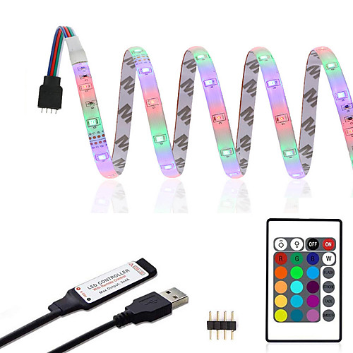 

ZDM 1m RGB Strip Lights 60 LEDs 2835 SMD 8mm 1 24Keys Remote Controller 1 set RGB Waterproof Cuttable USB USB Powered