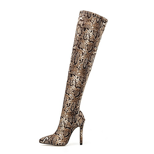 

Women's Boots Over-The-Knee Boots Stiletto Heel Pointed Toe Leather Over The Knee Boots Fall & Winter Brown