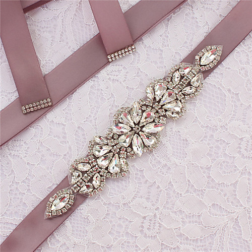 

Satin / Tulle Wedding / Party / Evening Sash With Appliques / Belt / Crystals / Rhinestones Women's Sashes