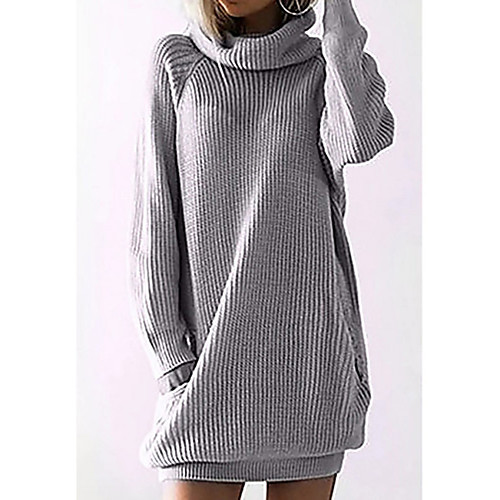 

Women's Solid Colored Long Sleeve Slim Pullover Sweater Jumper, Round Black / Gray S / M / L