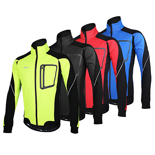 

Arsuxeo Men's Cycling Jacket Bike Jacket Winter Fleece Jacket Top Thermal / Warm Windproof Fleece Lining Sports Polyester Spandex Fleece Winter Red / Blue / Light Green Mountain Bike MTB Road Bike