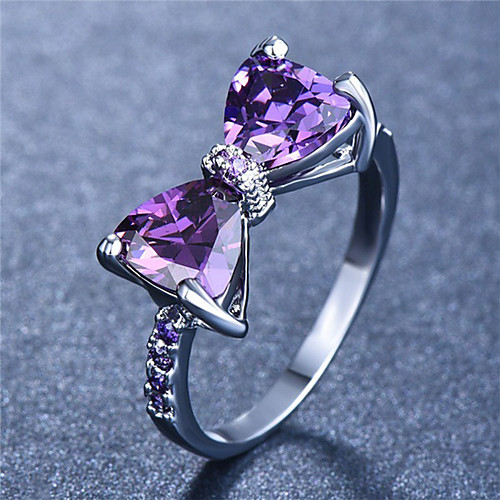 

Women's Ring 1pc Purple Rhinestone Alloy irregular Classic Korean Fashion Gift Daily Jewelry Classic Bowknot