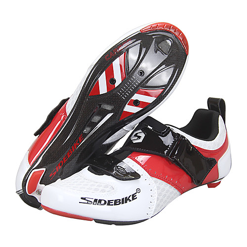 

SIDEBIKE Adults' Bike Shoes Breathable Anti-Slip Road Cycling Cycling / Bike Recreational Cycling Red and White Men's Women's Cycling Shoes