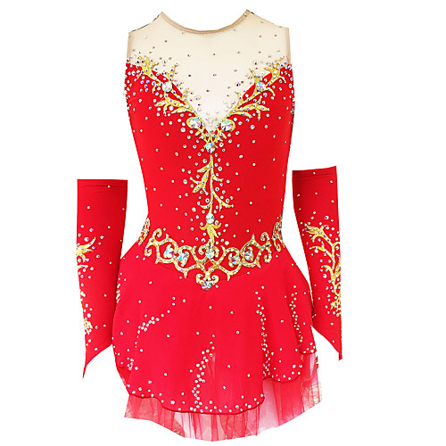 

Figure Skating Dress Women's Girls' Ice Skating Dress Violet White / White Yellow & Yellow Spandex Stretch Yarn Micro-elastic Training Skating Wear Classic Crystal / Rhinestone Ice Skating Figure