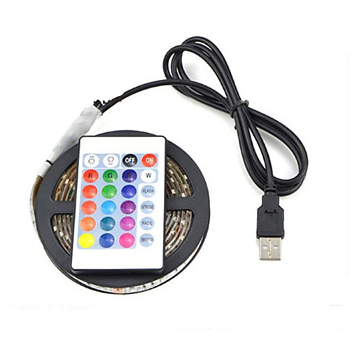 

5m Strip Lights RGB Tiktok Lights 150 LEDs 5050 SMD 8mm 1 24Keys Remote Controller 1 set Multi Color Waterproof Cuttable USB USB Powered