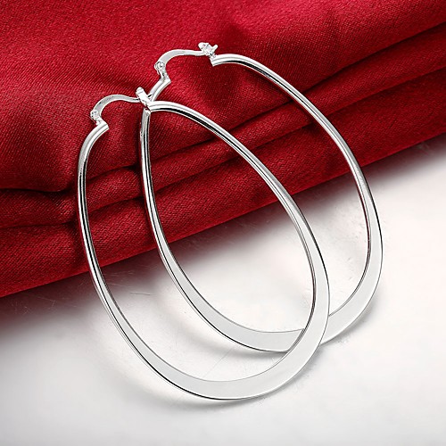 

Women's Hoop Earrings Geometrical Precious Fashion Silver Plated Earrings Jewelry Silver For Christmas Halloween Party Evening Gift Date 1 Pair