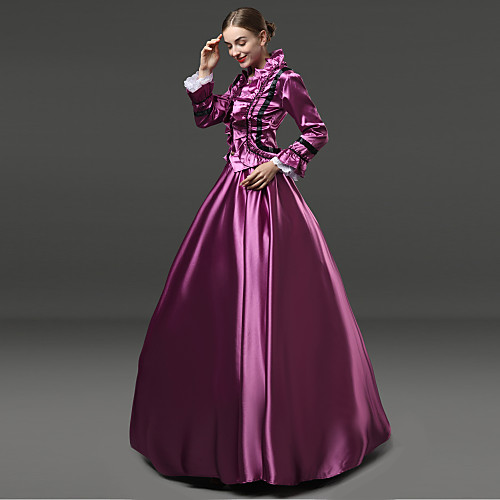 

Maria Antonietta Rococo Victorian 18th Century Vacation Dress Dress Party Costume Masquerade Prom Dress Women's Lace Satin Costume Purple Vintage Cosplay Party Prom Long Sleeve Floor Length Ball Gown