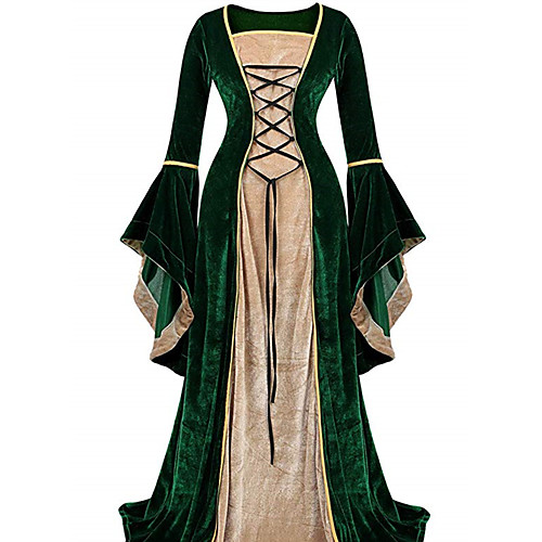 

Retro Vintage Medieval Dress Women's Velvet Costume Black / Purple / Green Vintage Cosplay Party Prom Long Sleeve Floor Length Long Length