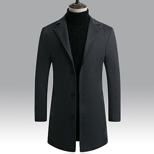 

Men's Solid Colored Basic Spring Notch lapel collar Coat Long Daily Long Sleeve Nylon Coat Tops White