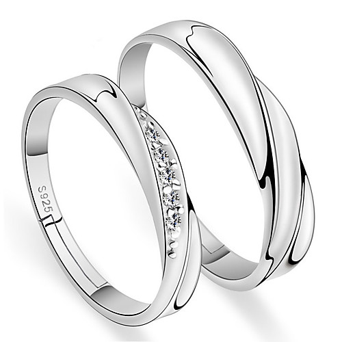 

Fashion Cheap Couple Ring Silver Color 2pcs Adjustable Rhinestone Women's Rings Mens Ring Wedding Lovers' Rings Jewelry