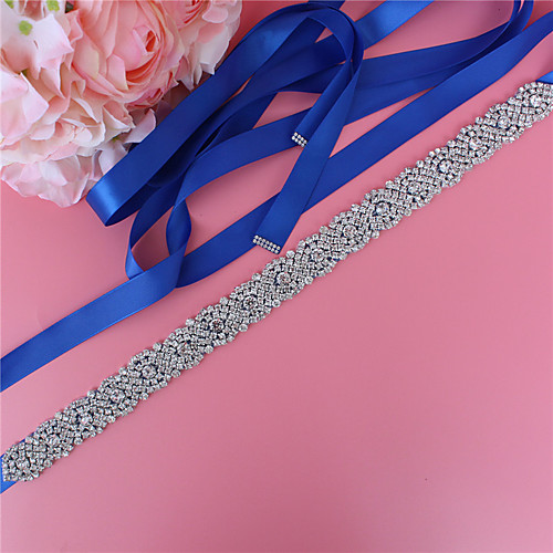 

Satin / Tulle Wedding / Party / Evening Sash With Belt / Appliques / Crystals / Rhinestones Women's Sashes