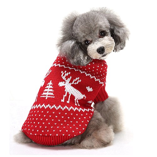 

Dog Sweater Puppy Clothes Reindeer Casual / Daily Christmas Winter Dog Clothes Puppy Clothes Dog Outfits Red Blue Costume for Girl and Boy Dog Acrylic Fibers XS S M L XL XXL