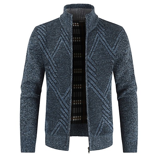 

Men's Solid Colored Long Sleeve Cardigan Sweater Jumper, Stand Brown / Dark Gray / Navy Blue M / L / XL