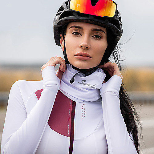 

SANTIC Women's Long Sleeve Cycling Jersey Winter Fleece Elastane White Bike Jersey Top Mountain Bike MTB Road Bike Cycling Fleece Lining Sports Clothing Apparel / Race Fit