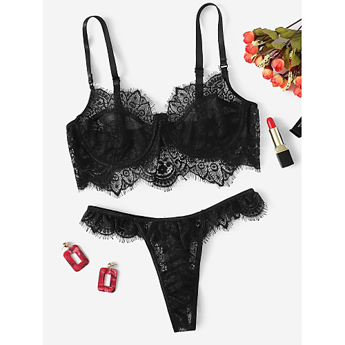 

Normal Polyester Bras & Panties Sets Sexy Color Block Date Seperate Bodies