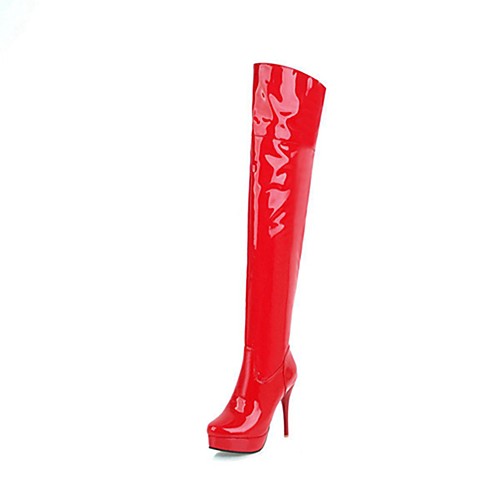 

Women's Boots Fall & Winter Stiletto Heel Pointed Toe British Daily PU White / Black / Red