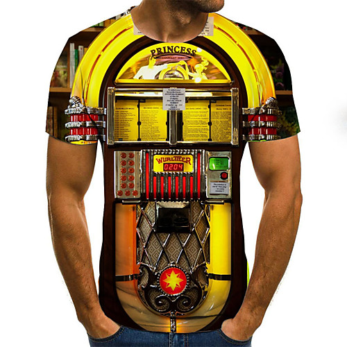 

Men's Plus Size 3D Rainbow T-shirt Daily Round Neck Yellow / Short Sleeve